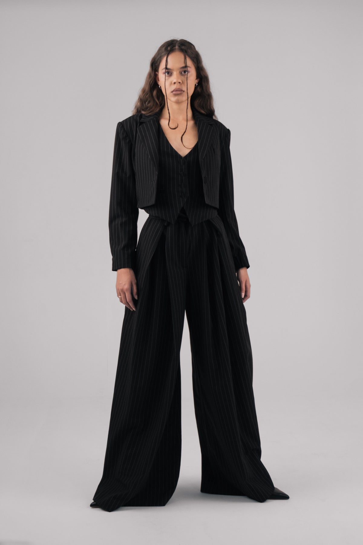 Eyre Pinstripe Wide Legged Trouser
