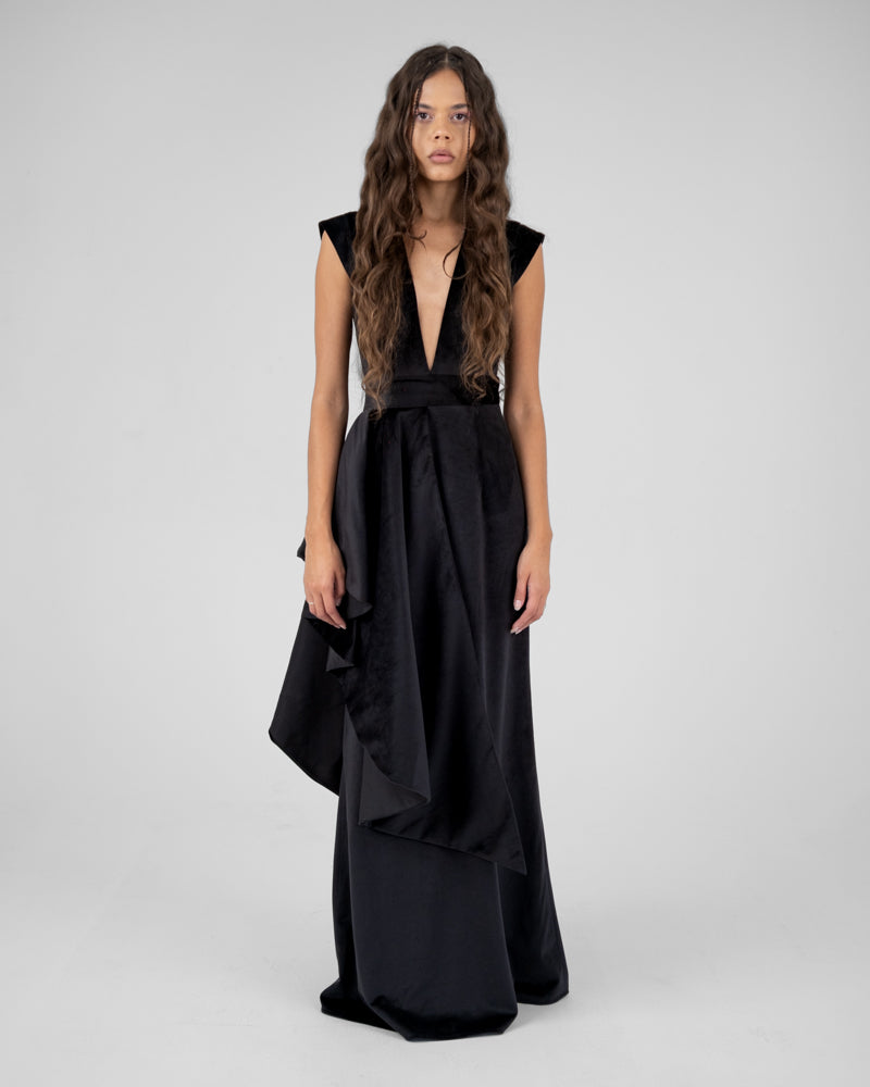 Waterfall Dress in Black