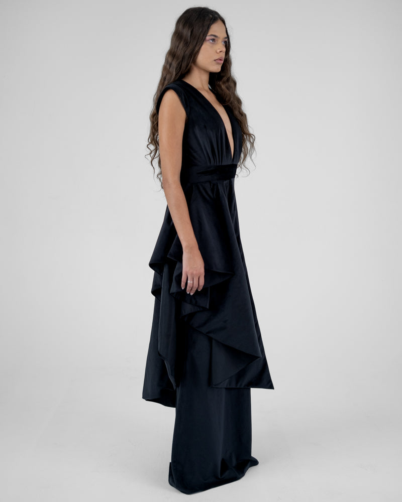 Waterfall Dress in Black