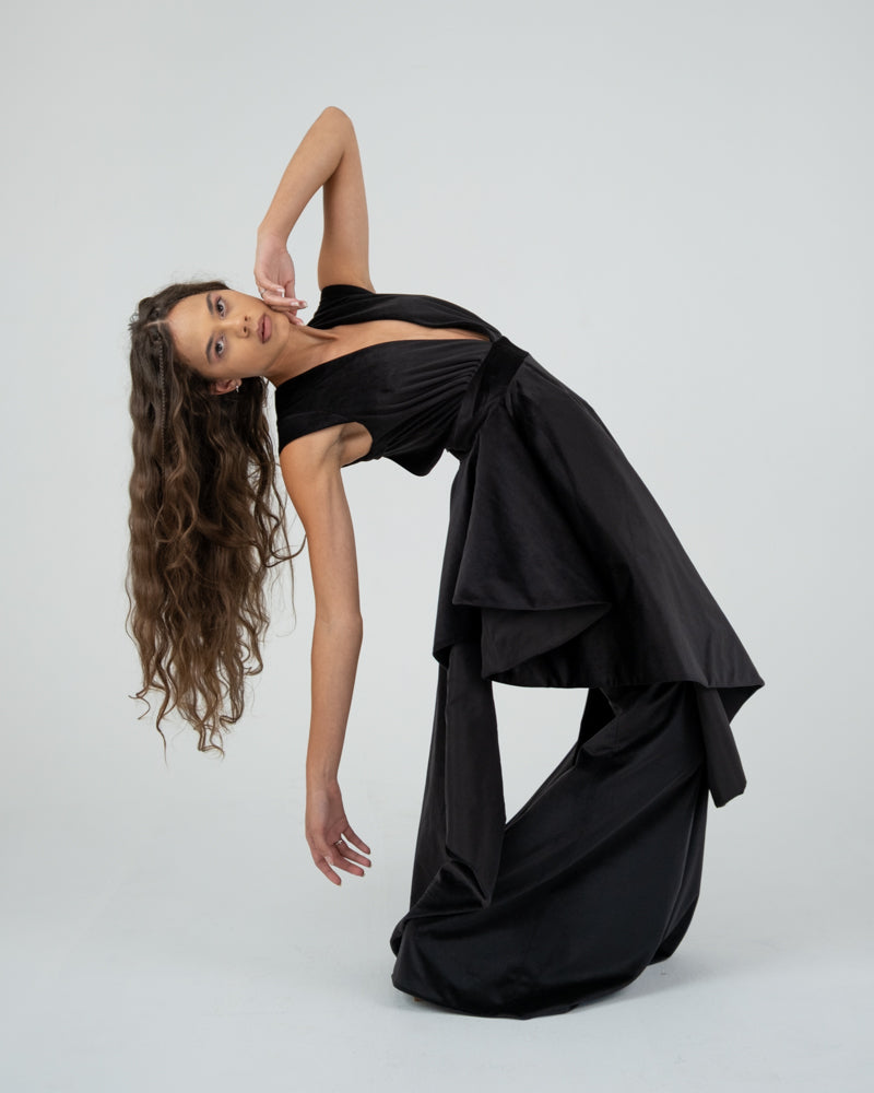 Waterfall Dress in Black