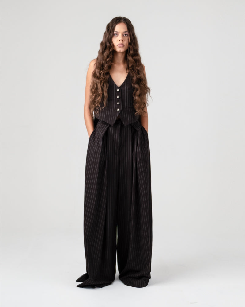 Wide Leg Trouser in Pin Stripe