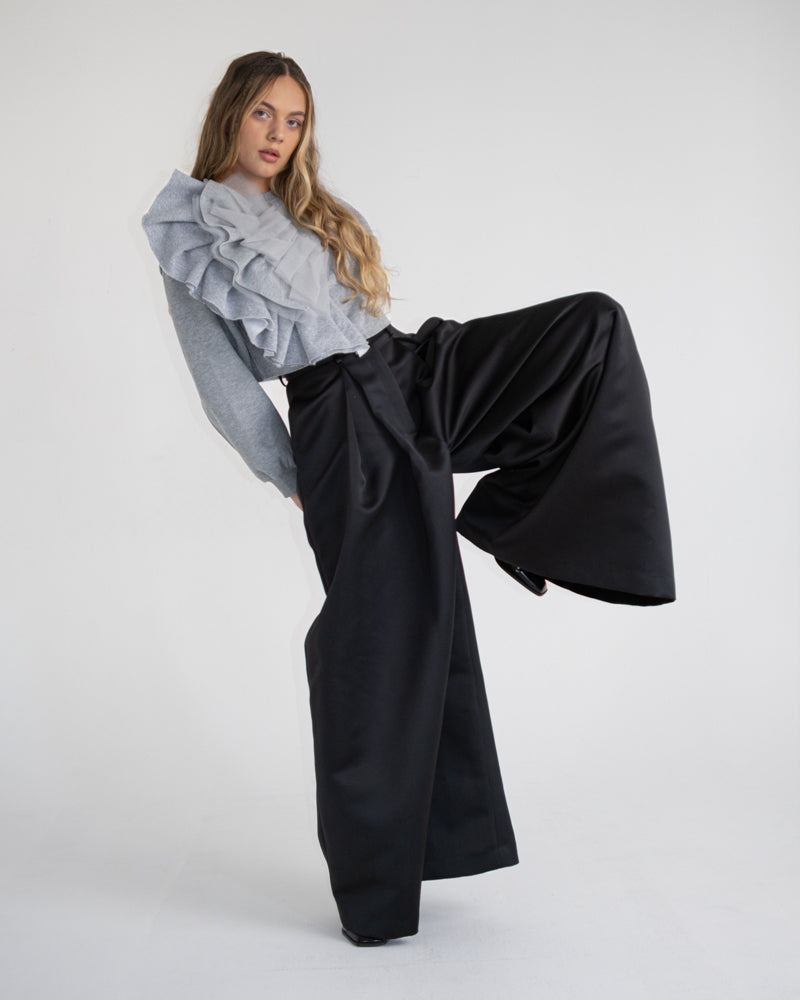 Wide Leg Trouser in Black