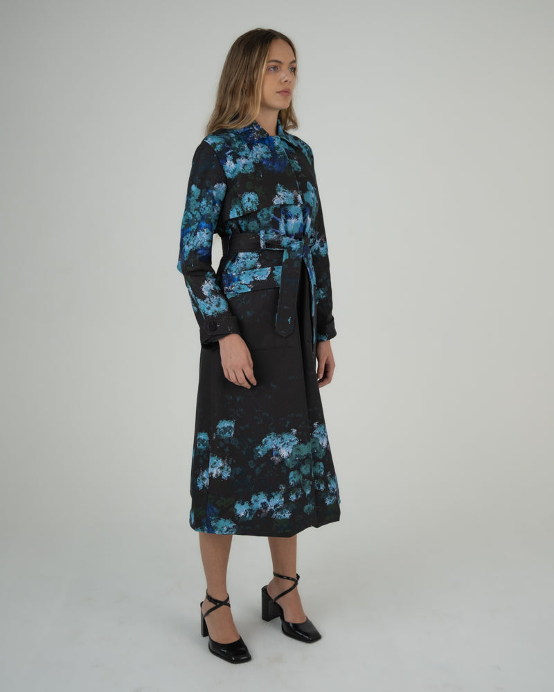 Forever Trench Coat in Blurry Floral