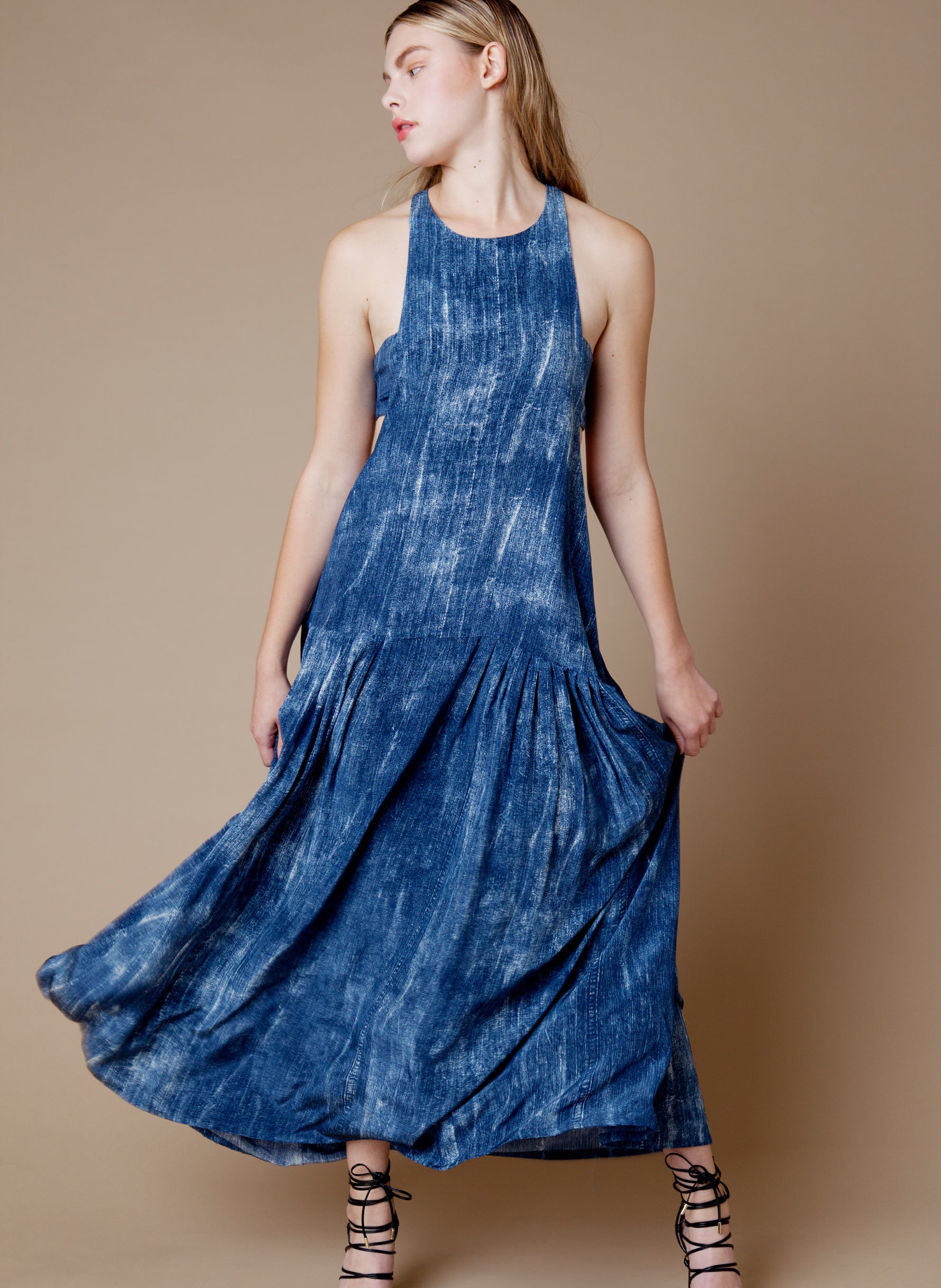 CAIRO DRESS IN DENIM SILK