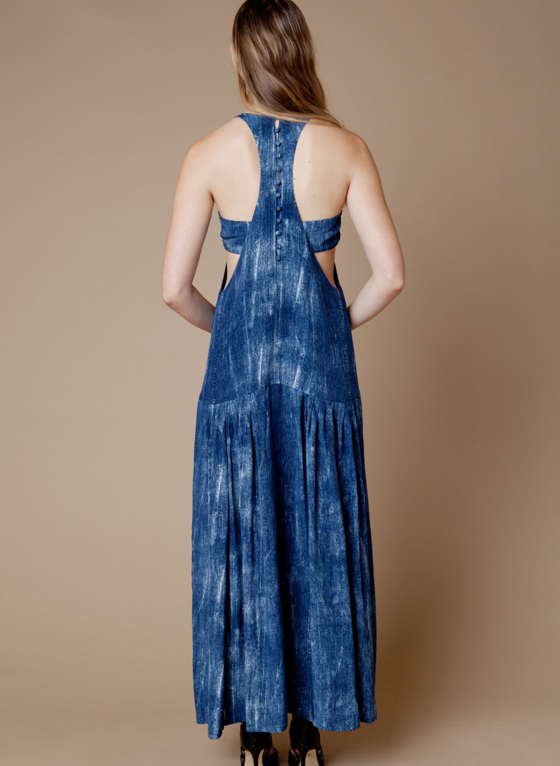 CAIRO DRESS IN DENIM SILK