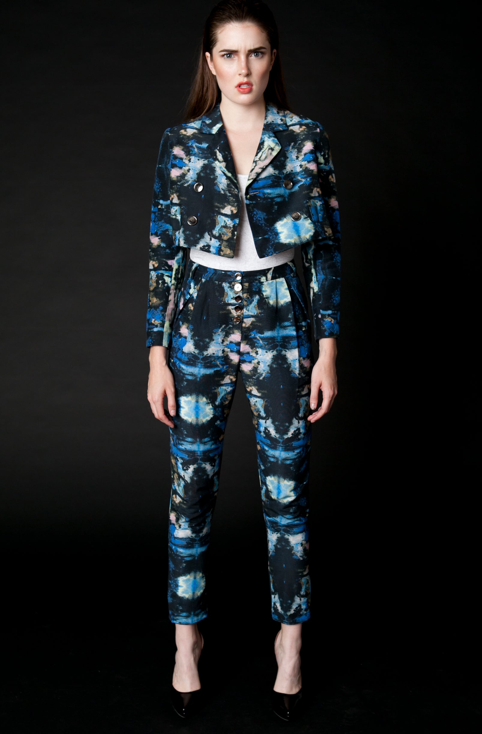 GRETEL SUIT JACKET IN PAINTED SILK/COTTON