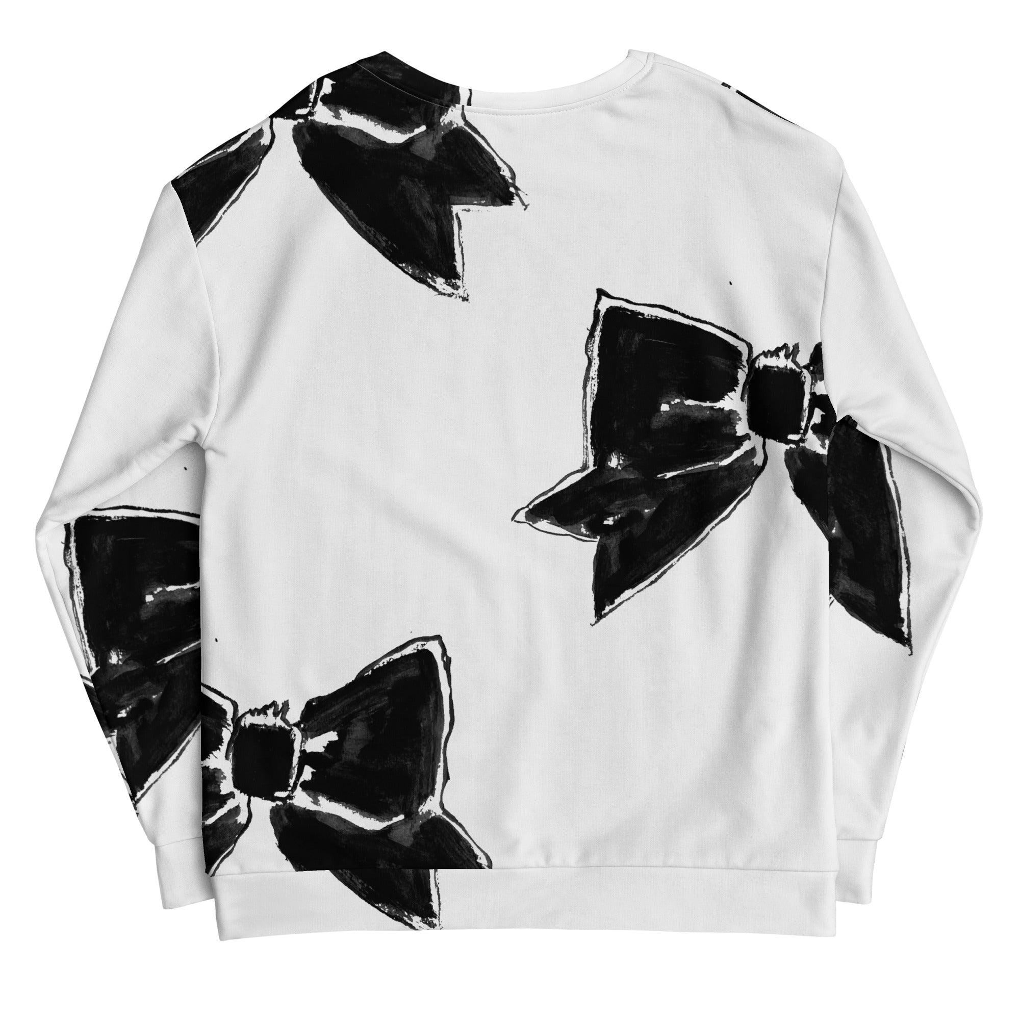 PAINTED BOW SWEATSHIRT BLACK GROUND W/ WHITE BOW