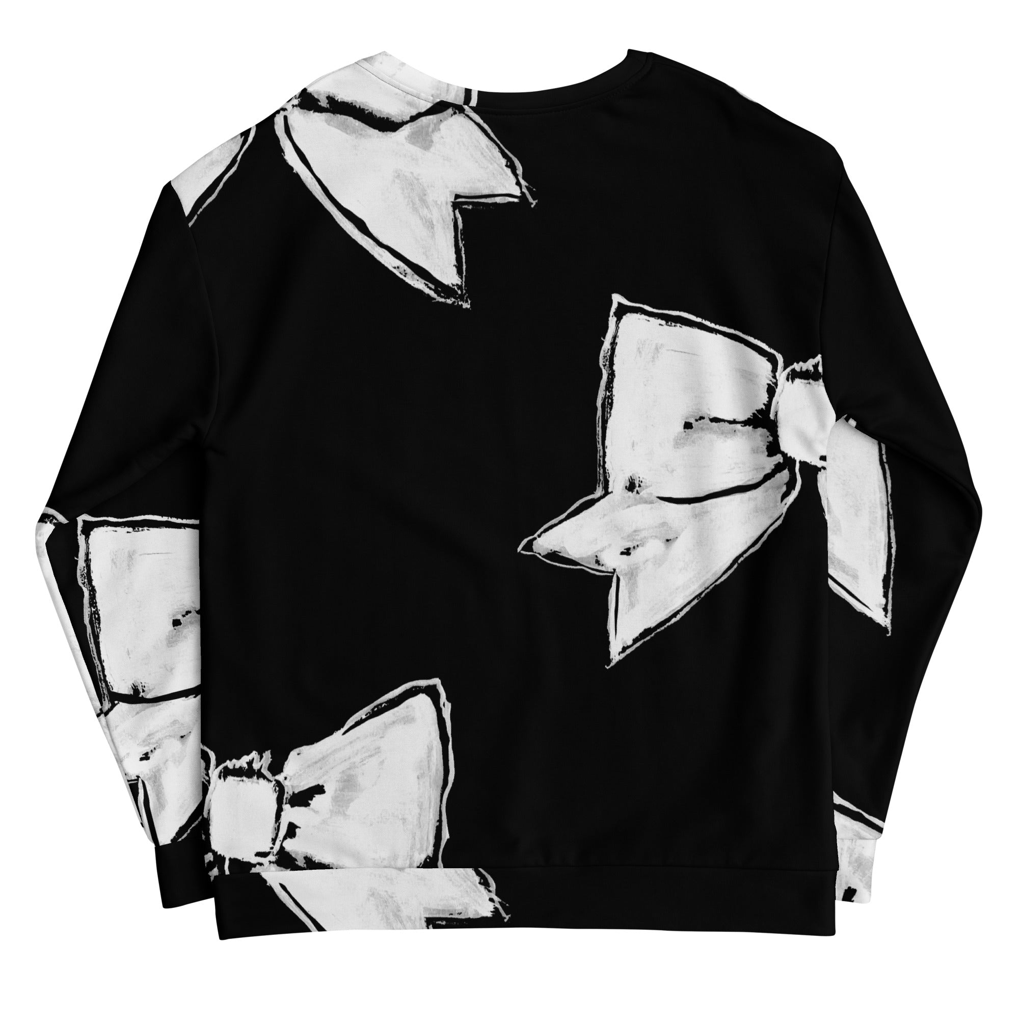 PAINTED BOW SWEATSHIRT BLACK GROUND W/ WHITE BOW