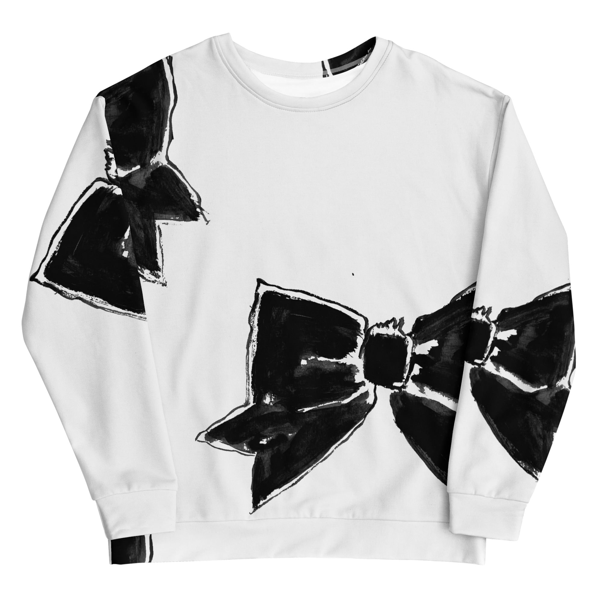 PAINTED BOW SWEATSHIRT BLACK GROUND W/ WHITE BOW