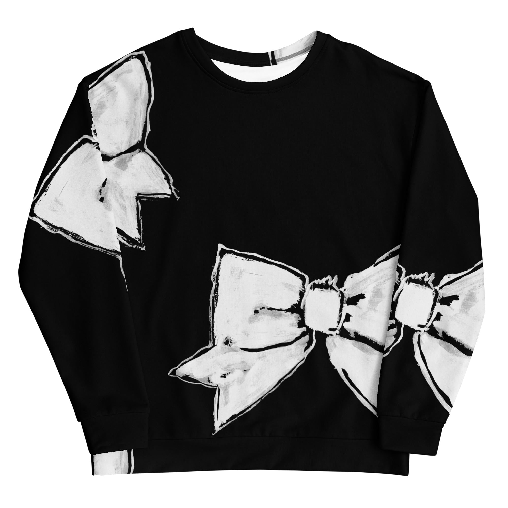 PAINTED BOW SWEATSHIRT BLACK GROUND W/ WHITE BOW