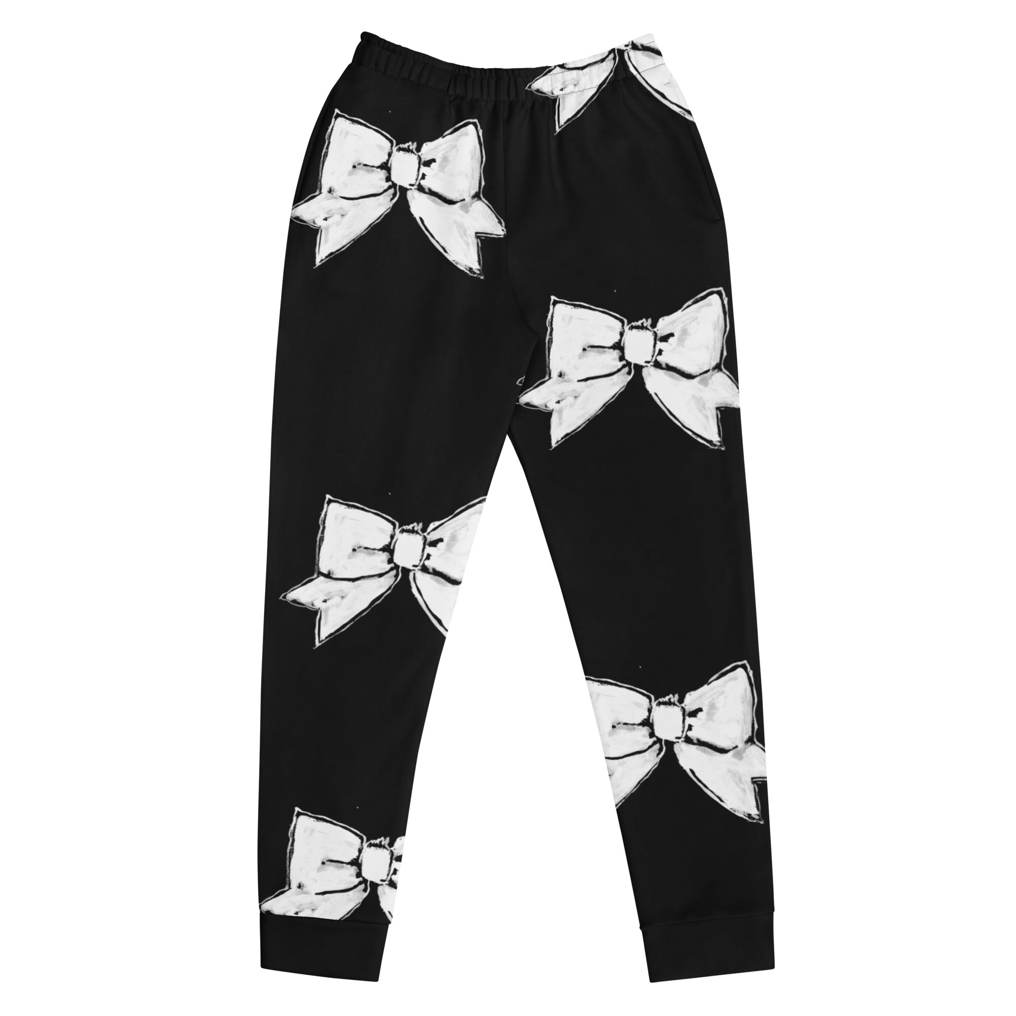 PAINTED BOW SWEATPANT BLACK GROUND WITH WHITE BOWS