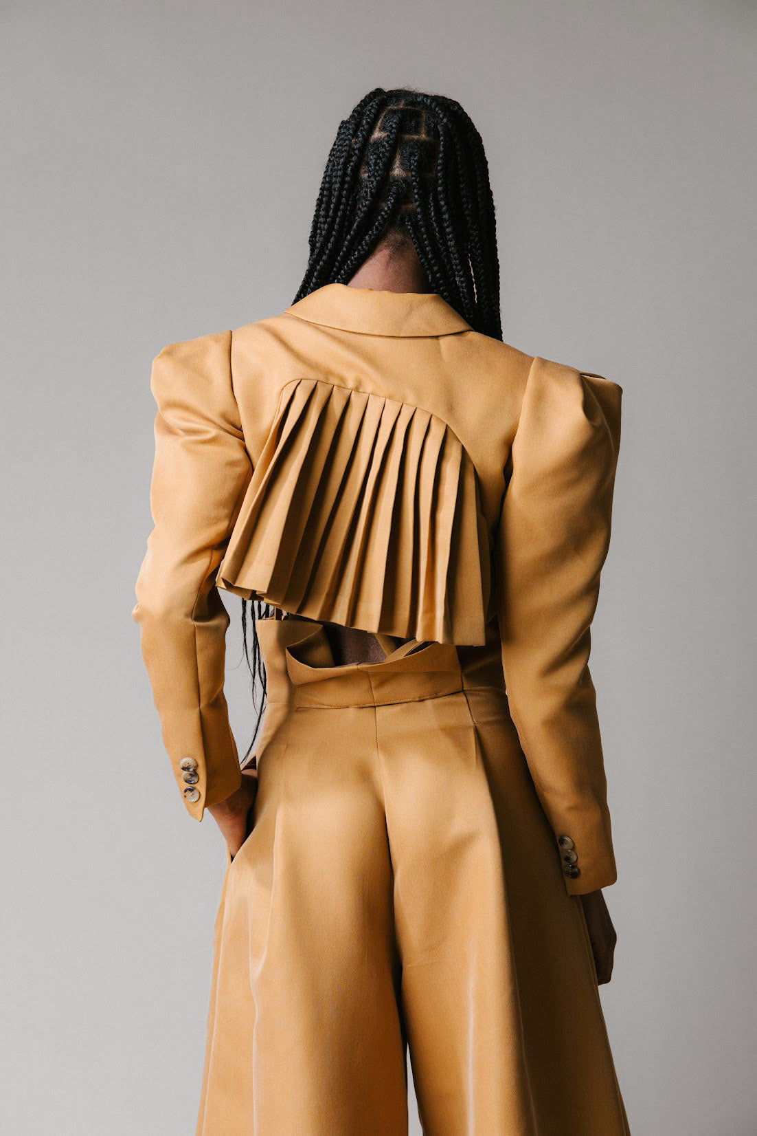 Katherine Cropped Pleated Back Trench Blazer