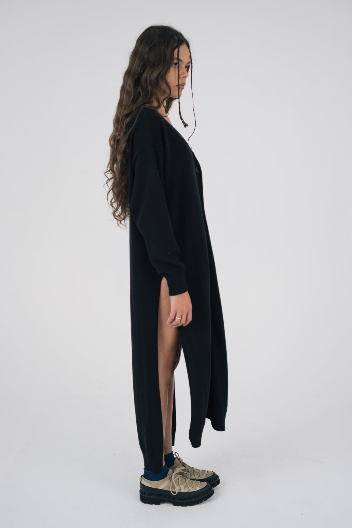Lilith Cotton Cardigan Dress in Black
