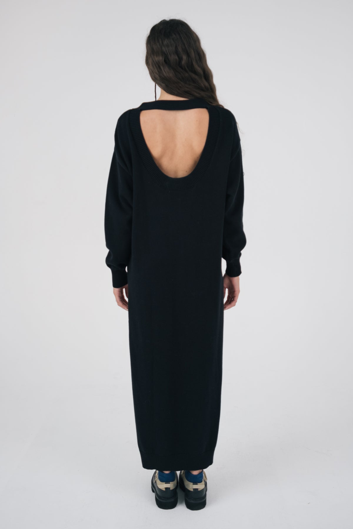 Lilith Cotton Cardigan Dress in Black