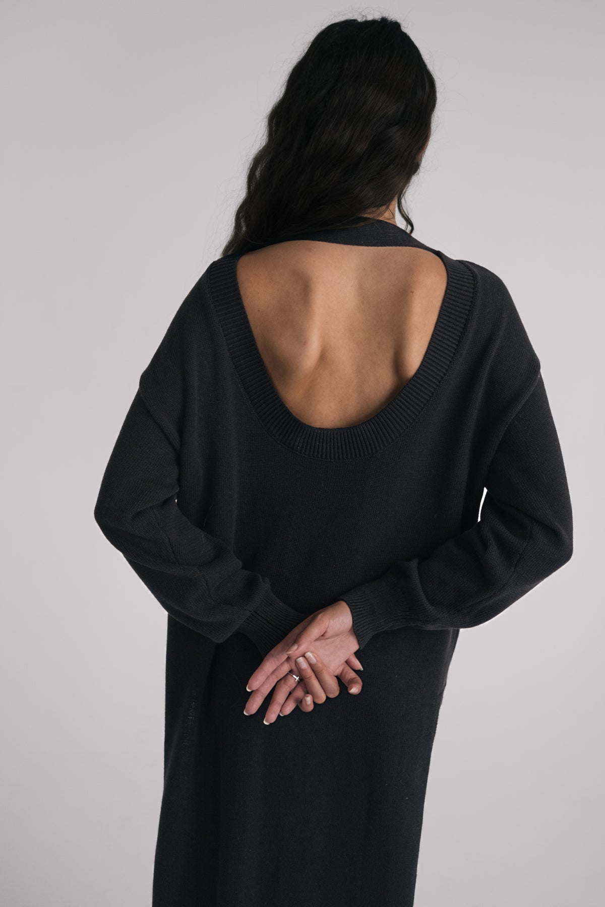 Lilith Cotton Cardigan Dress in Black