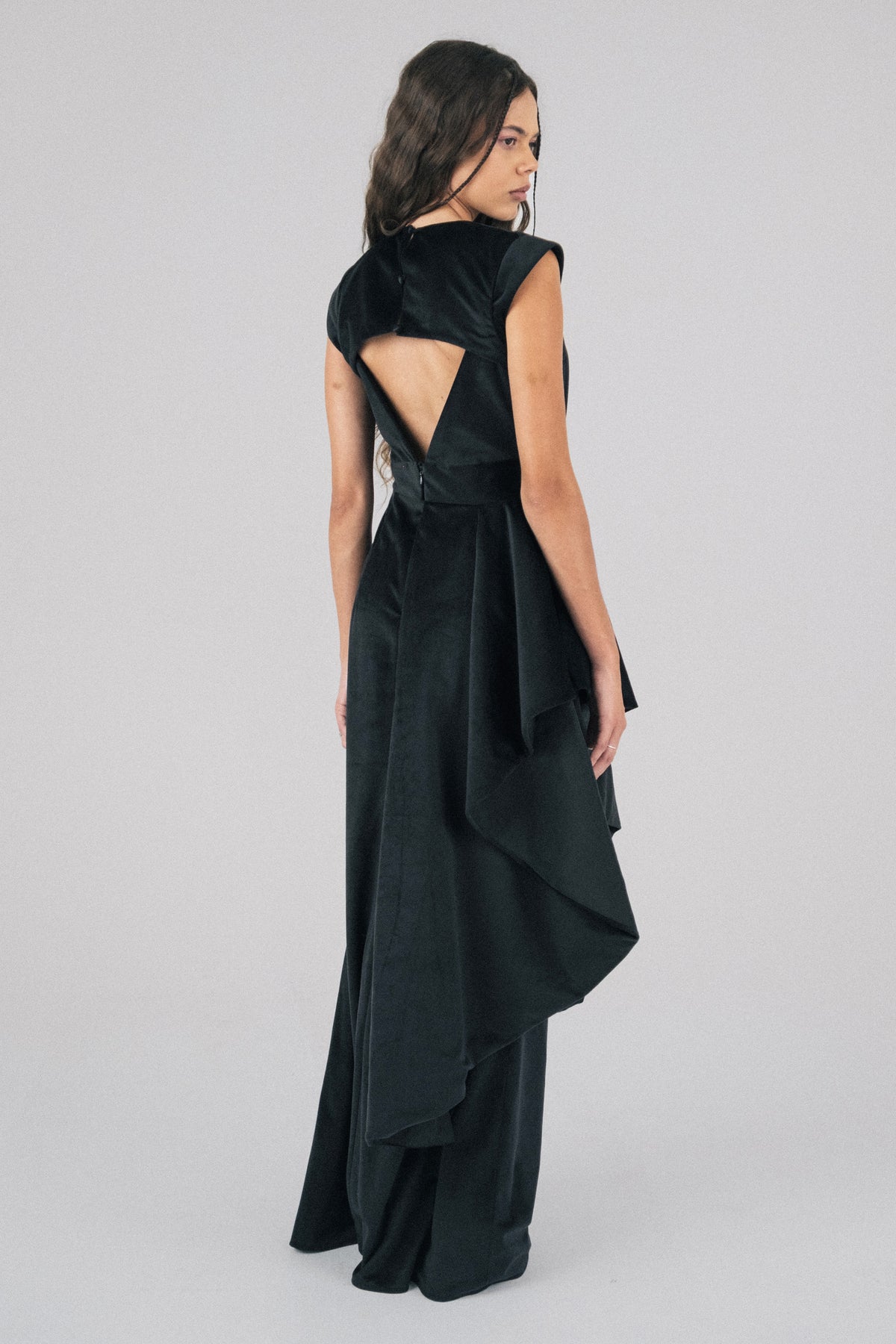 Norma Velvet Cascade Gown