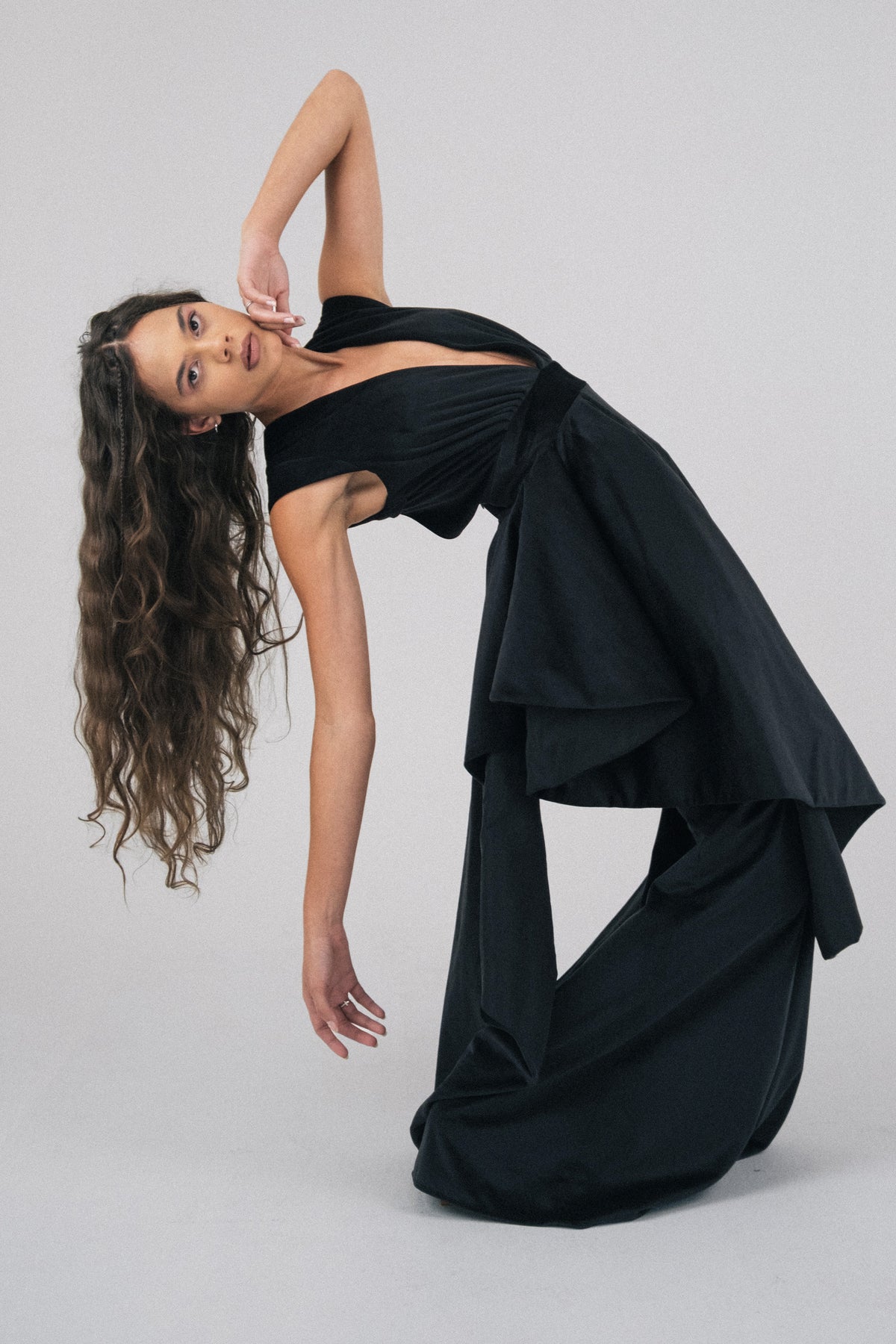 Norma Velvet Cascade Gown