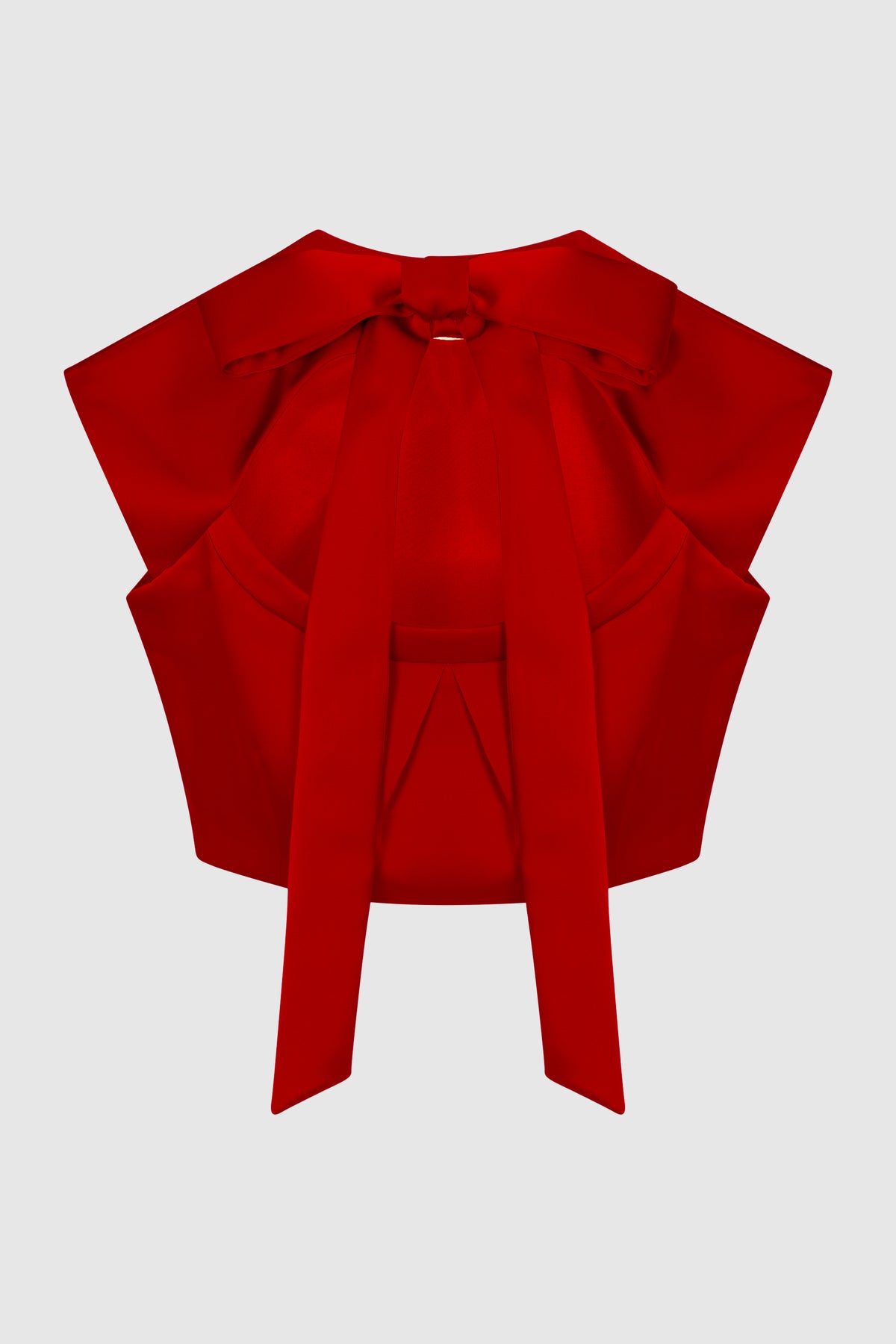 open back red top with bow