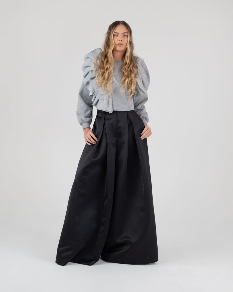 Wide Leg Trouser in Black