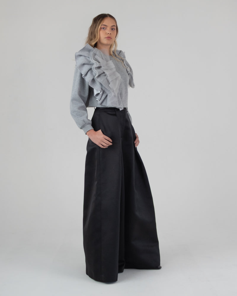 Wide Leg Trouser in Black