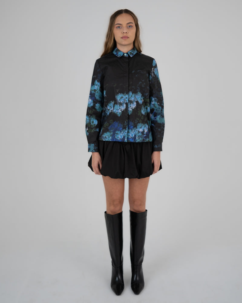 Button Up Blouse in Blurry Floral
