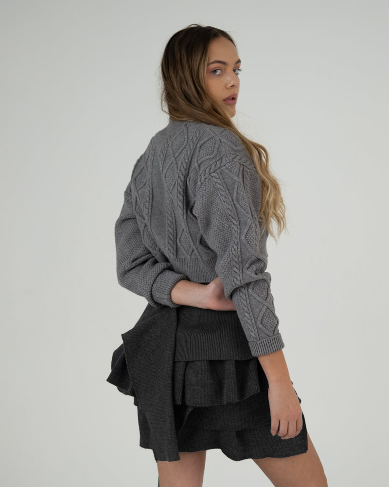 Cable Knit Crop in Grey