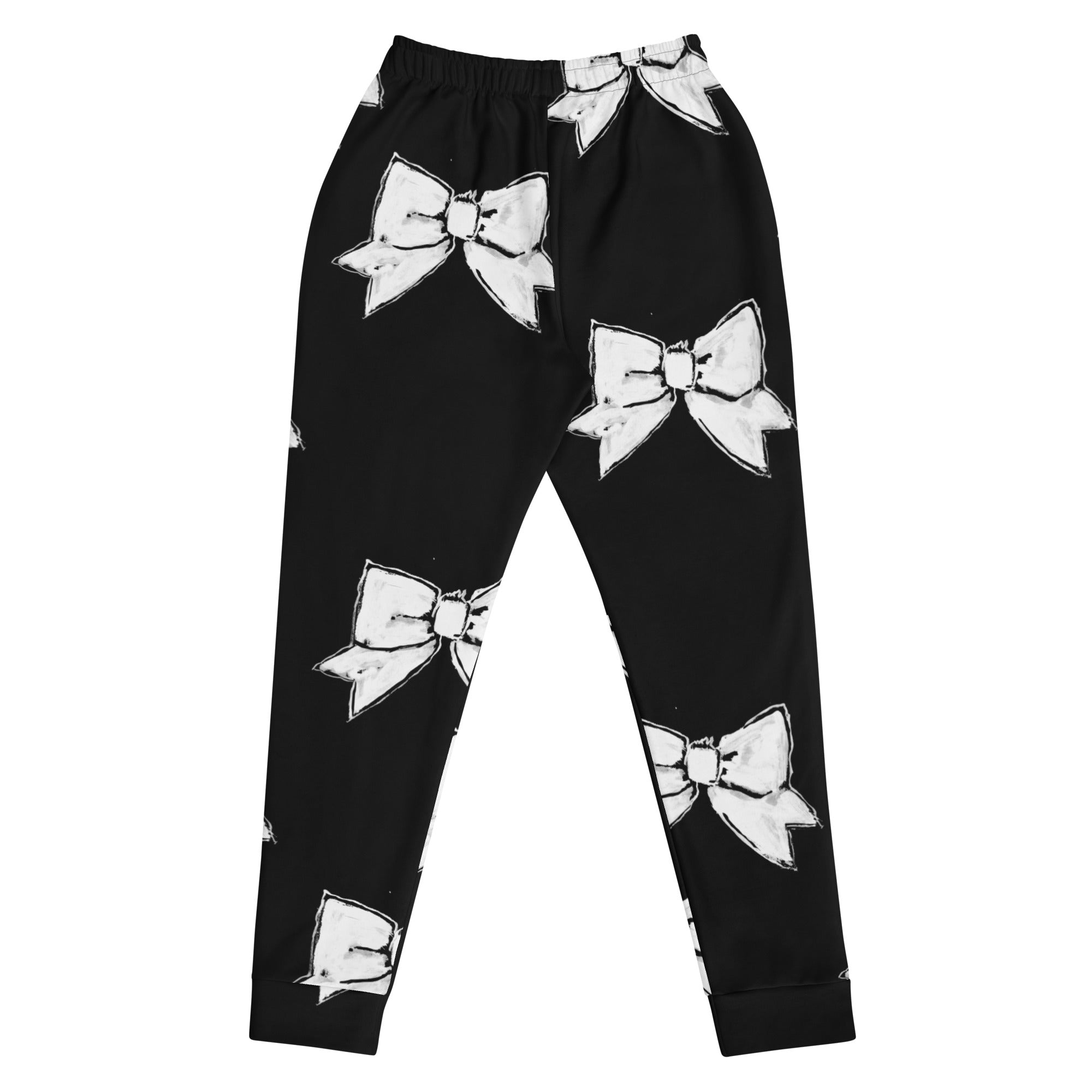 PAINTED BOW SWEATPANT BLACK GROUND WITH WHITE BOWS