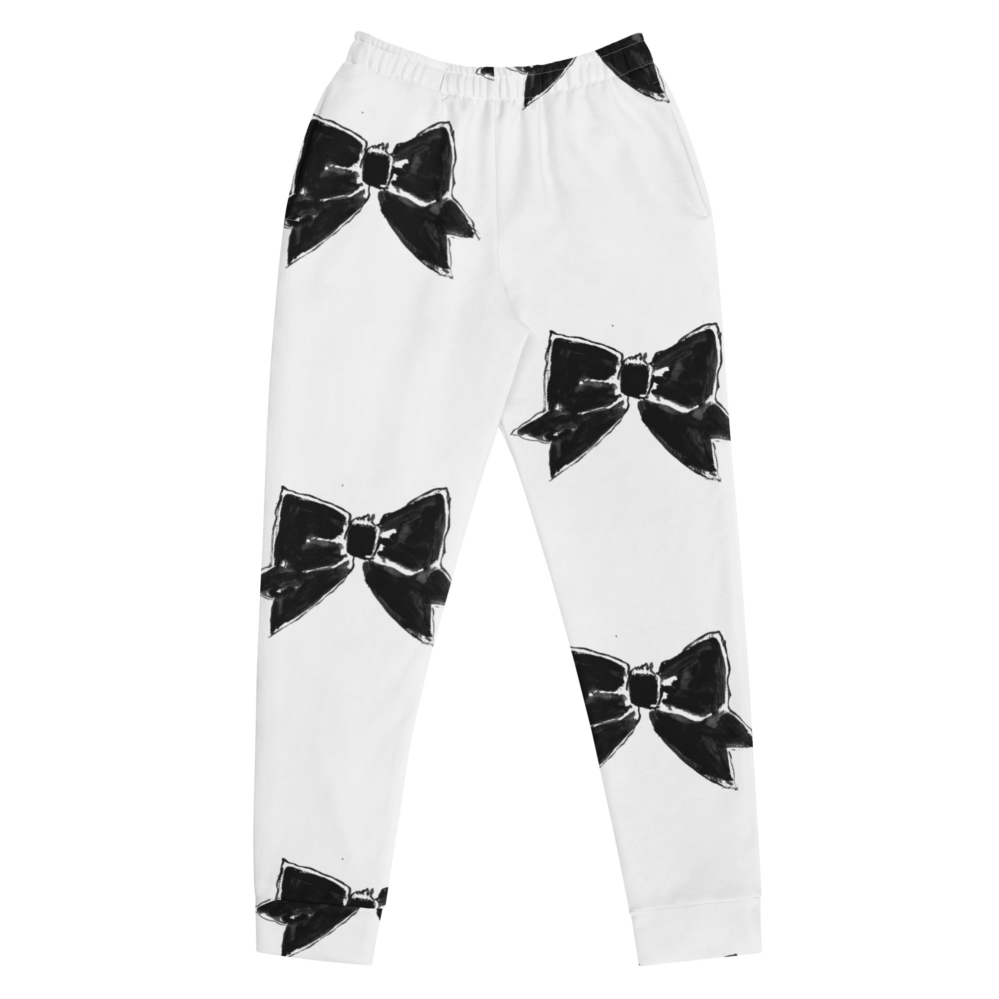 PAINTED BOW SWEATPANT  WITH WHITE GROUND BLACK BOWS