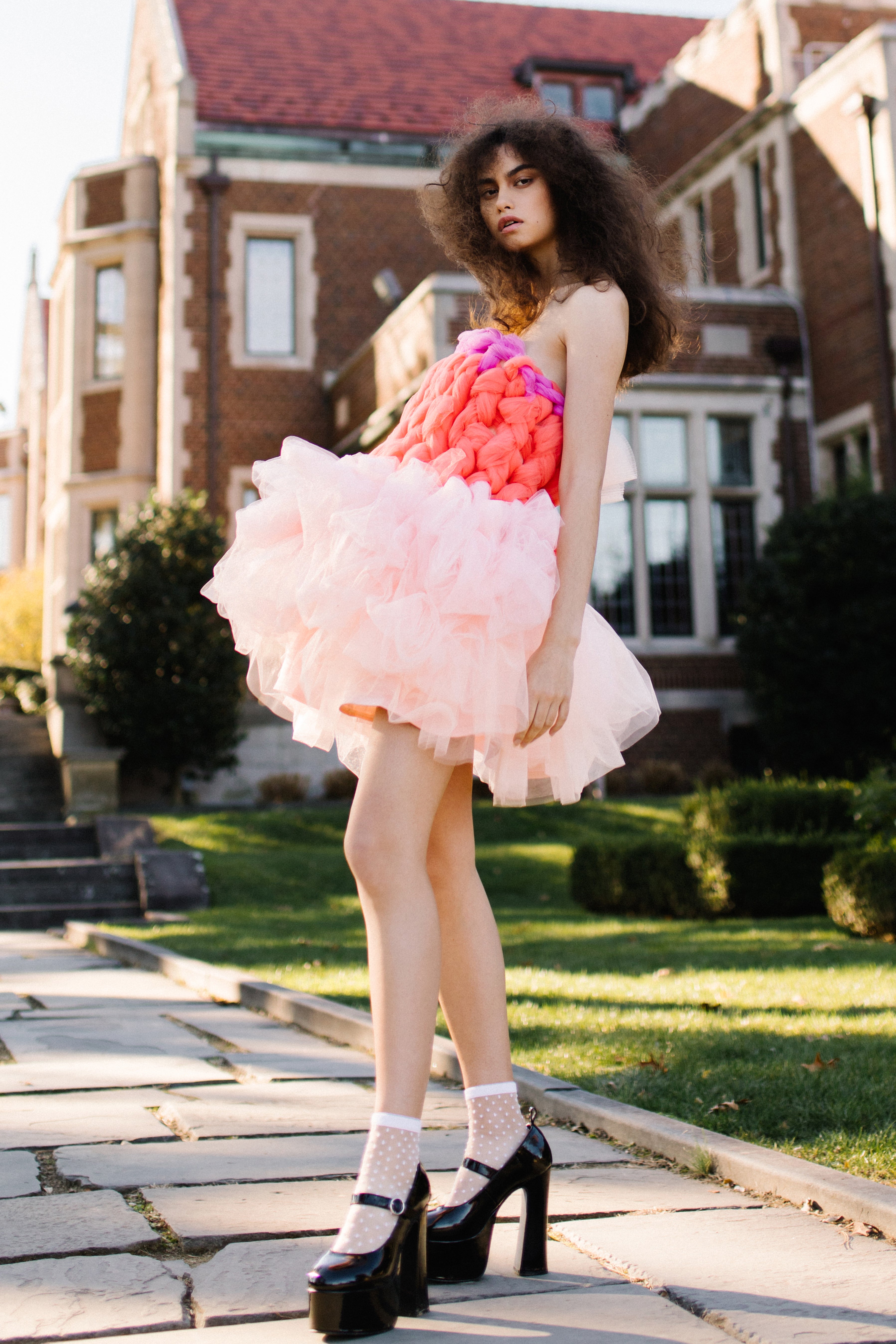 PEONY PINK KNITTED TULLE TUTU DRESS